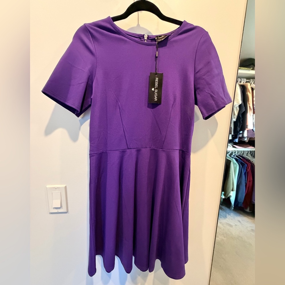 Rebel Sugar Purple  A-Line Stretch Dress
